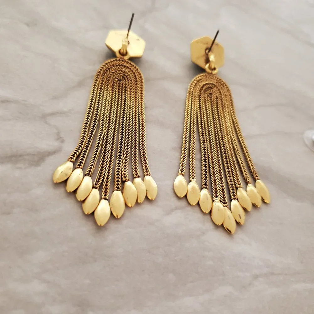 💙 Stella and Dot Odeon Antiqued Chandler Convertible Stud Drop Dangle Earrings - Picture 9 of 10